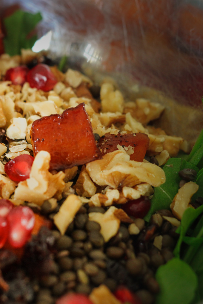 Lentil Salad With Roasted Pumpkin And Feta Cheese