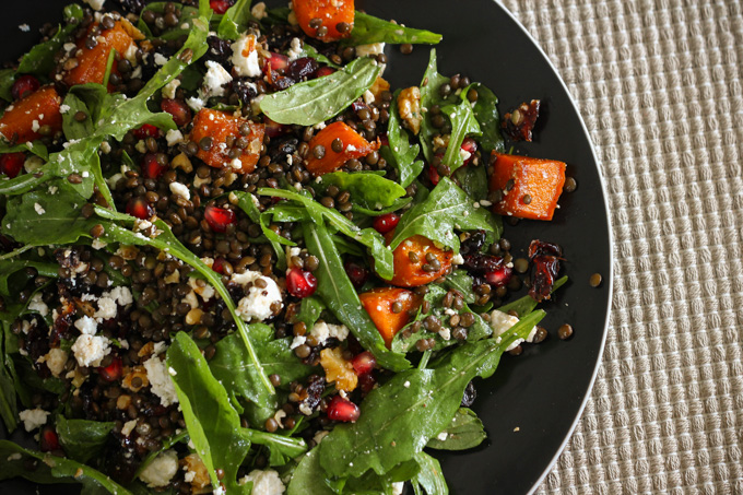 Lentil Salad With Roasted Pumpkin And Feta Cheese