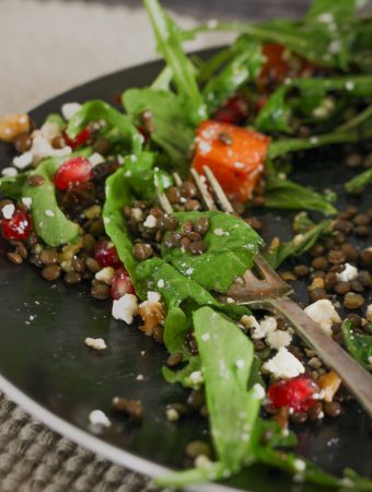Lentil Salad With Roasted Pumpkin And Feta Cheese