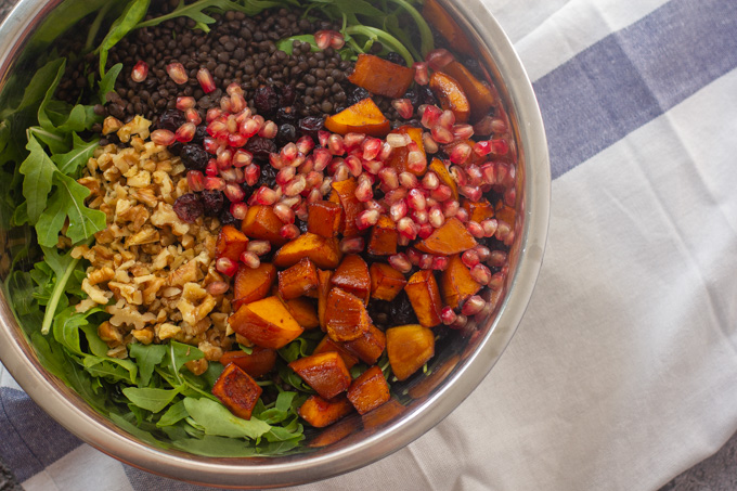 Lentil Salad With Roasted Pumpkin And Feta Cheese