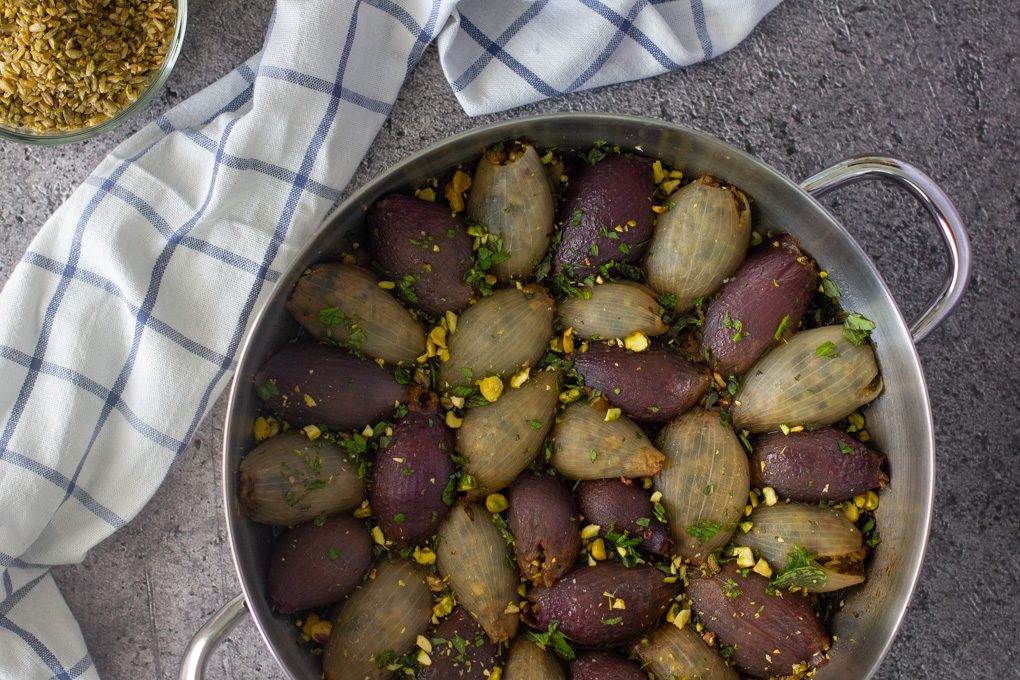 Stuffed Onions with Freekeh and Kale