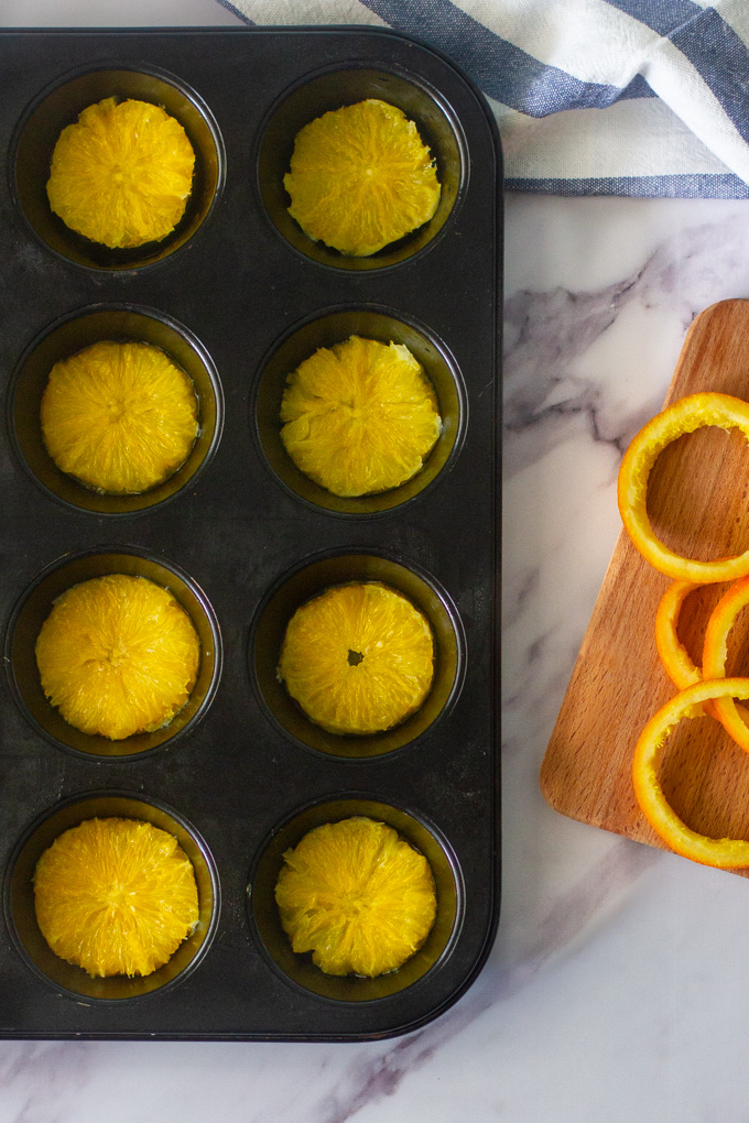 Upside Down Orange Muffins with Semolina and Spelt Flour