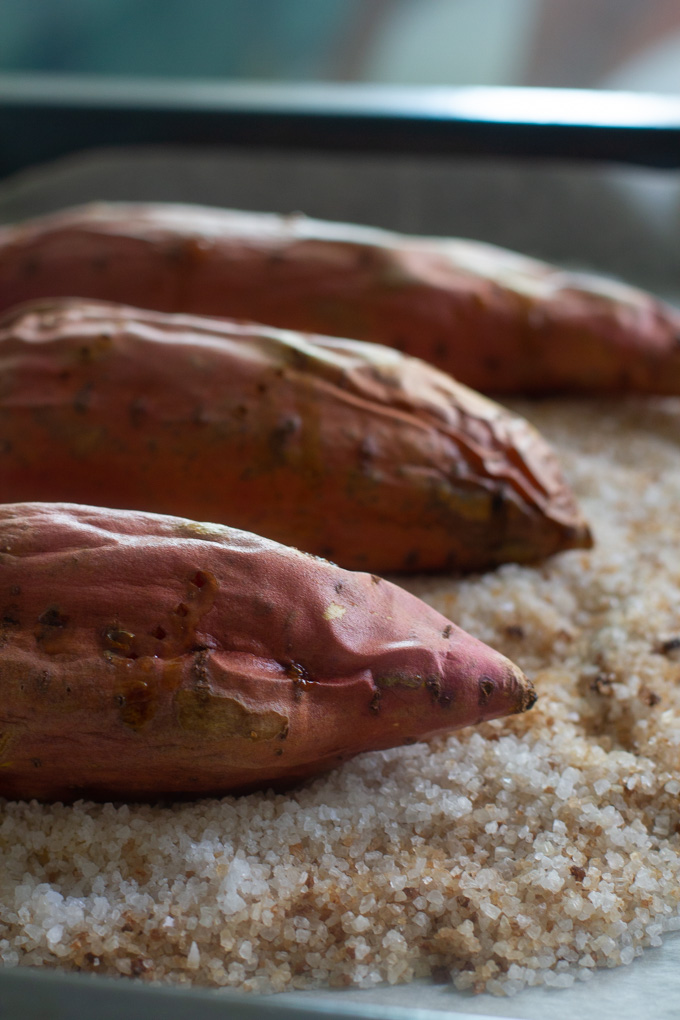 Lentils and Kale Stuffed Baked Sweet Potato