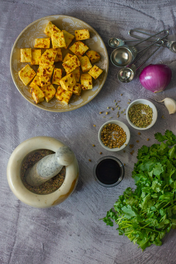 Green Curry with Charred Tofu, Green Vegetables and Coconut Cream