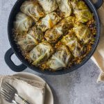 Stuffed Cabbage with Freekeh, Dried Fruits and Pine Nuts