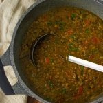 Green lentil and mushroom soup